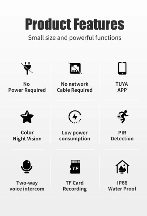 Соларна камера Цветно нощно и дневно виждане.