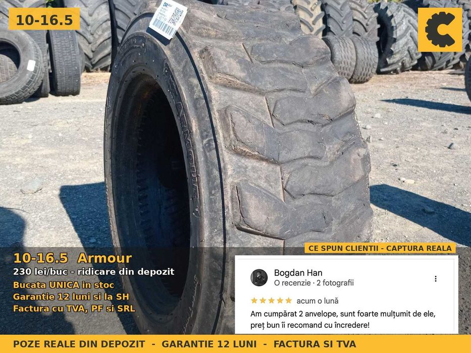Cauciucuri Anvelope 10-16.5 10x16.5 10 16.5 10-16.5 SKS 10165 Armour Incarcator Buldo si Industrial SH Second Hand FACTURA TVA Garantie 1 An Stoc Real