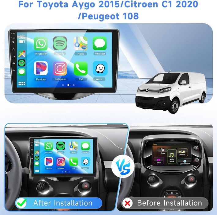 Мултимедия за Toyota Aygo Citroen C1 Peugeot 108 навигация DIN Android