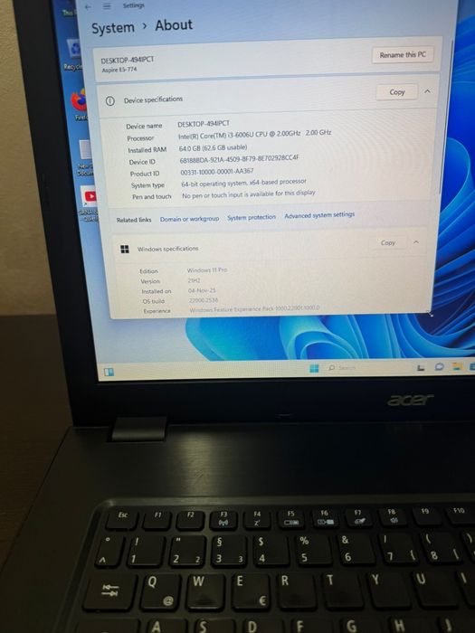Laptop 64 GB RAM DDR4 Acer 17.3 Inch Mare i3-6006 Nvme Birou Facultate Scoala