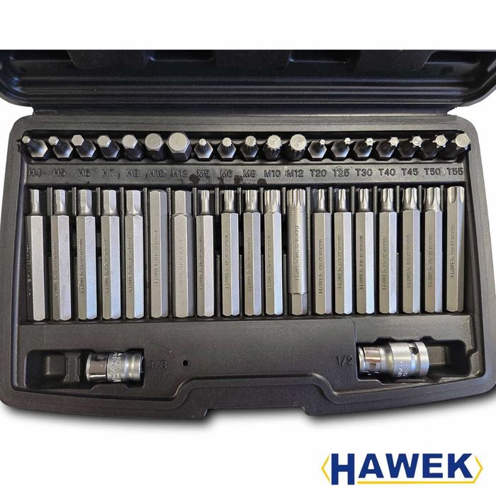 ПРОМО Комплект битове накрайници 40 Броя Hex XZN Torx 1/2" 3/4" HAWEK