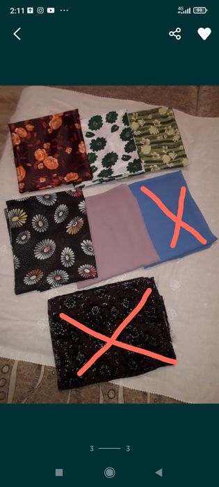 Продам красивые,новые ткани-5 отрезов.