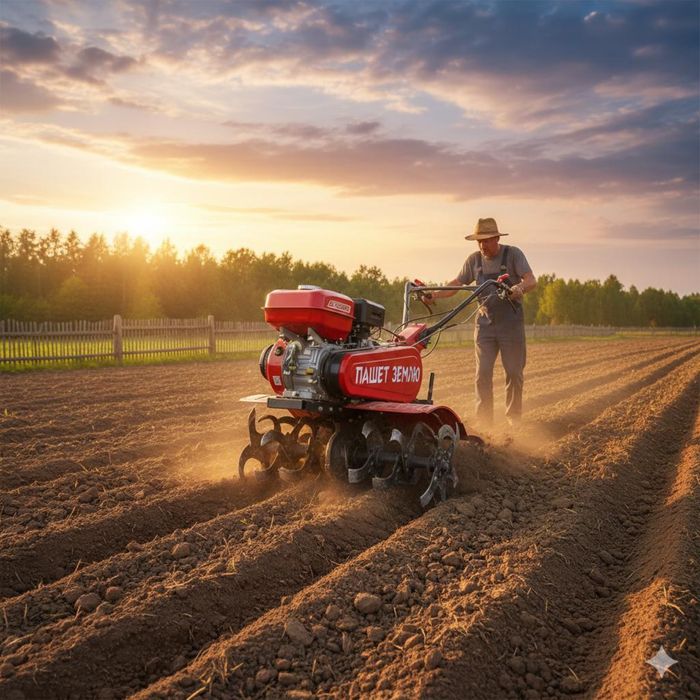 Вспашка огорода мотоблоком