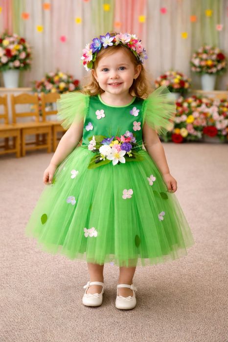 Зеленое нарядное платье