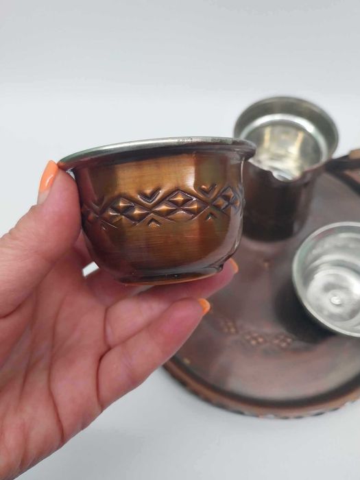 Сервиз от мед, Поднос, Джезве и две чаши за кафе