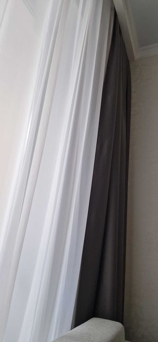 Шторы бархатные (велюр) темно серые (графит)