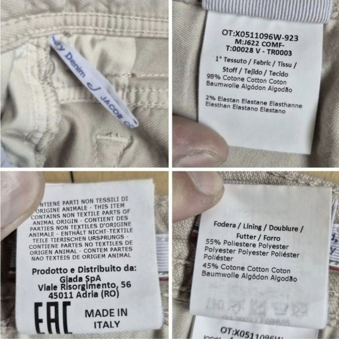 Pantaloni Slim fit Jacob Cohën Style 622, bărbați - W33, Italia