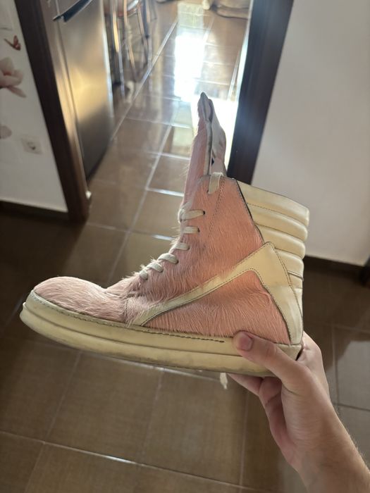 rick owens geobasket pink fur
