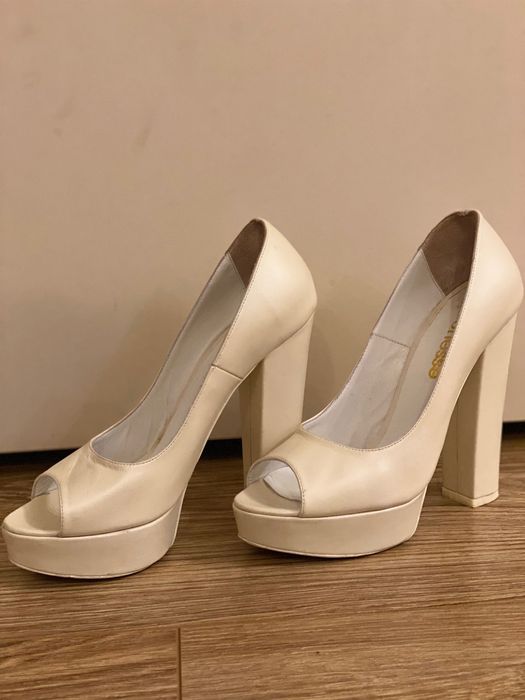 Pantofi open toe eleganți/nunta, din piele, măsura 36