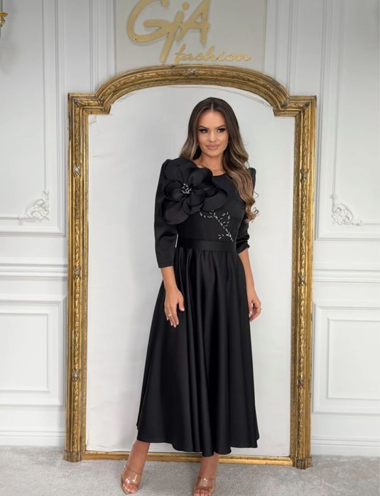 Платье вечернее миди для девочек и келинки, черное