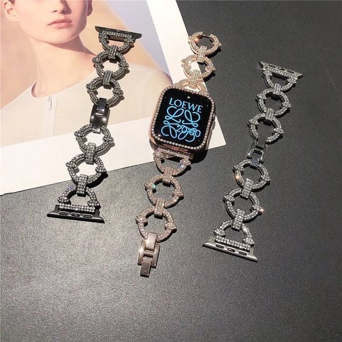 Стоманена каишка с кристали за Apple Watch ULTRA/SE/11/10/8/7/6/5/4
