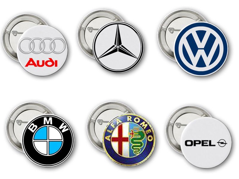 Значки с логотипом компании. Диаметр 4см и 6см под заказ