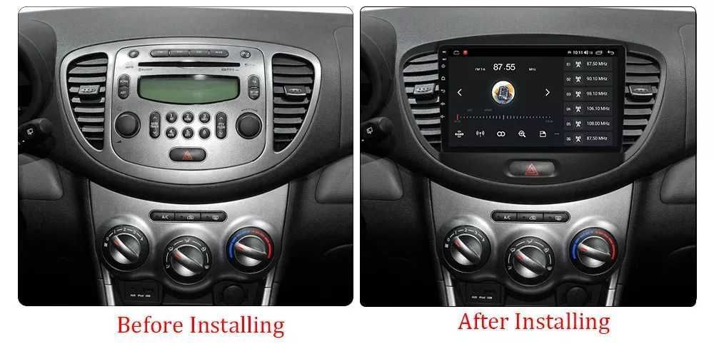 Navigatie Android 14 Hyundai i10 2007-2013 1/8 Gb Waze CarPlay +Camera