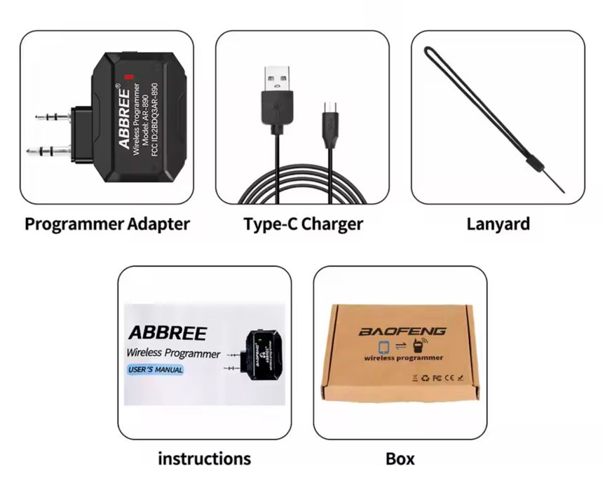 Programator bluetooth Abbree pentru statii radio Baofeng si Quansheng