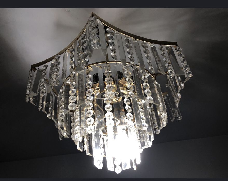 Mid Century Candelabru/lampa/ plafoniera cristal
