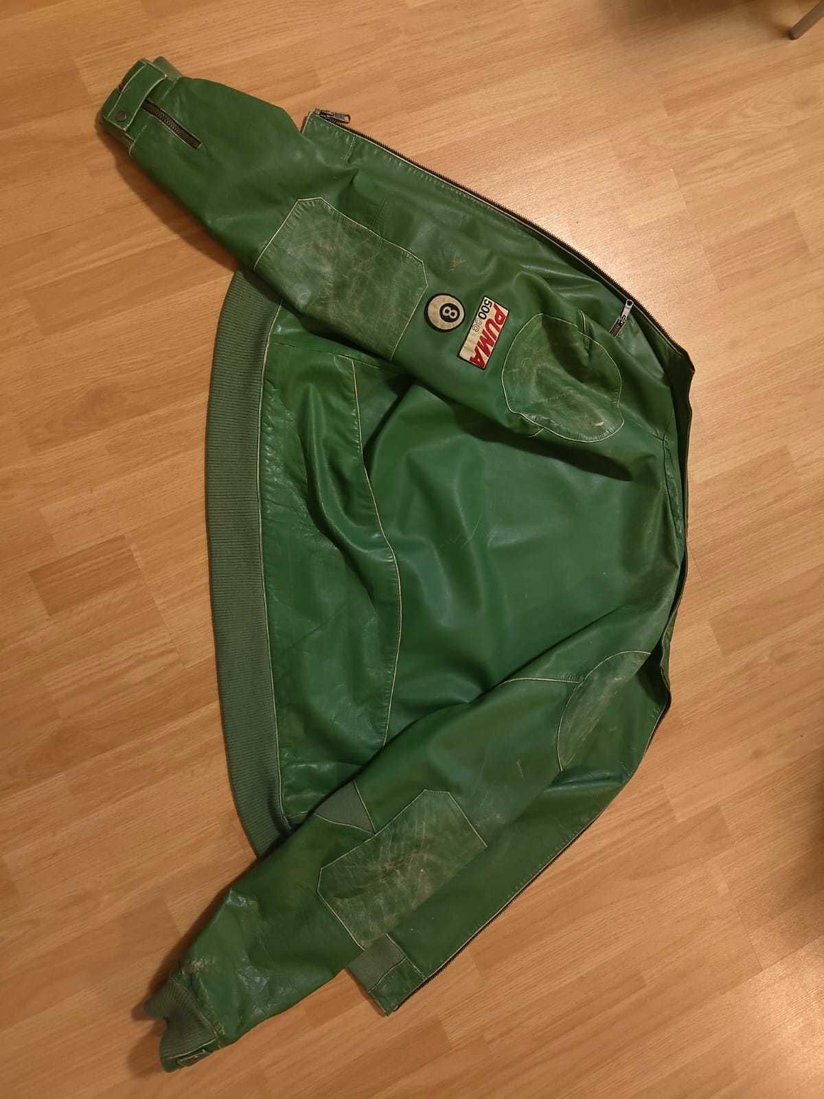 Puma green shop leather jacket