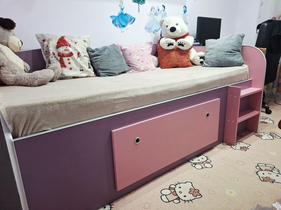 Pătuț copil cu sertar și scăriță