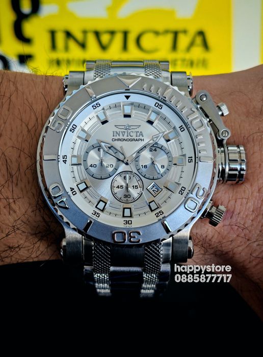 INVICTA Chrono Full metal Silver 52 mm, Инвикта нов ръчен часовник