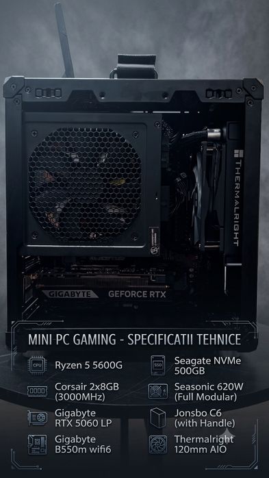 Vand mini pc gaming ryzen 5 5600g, rtx 5060, 16gb ram ddr4