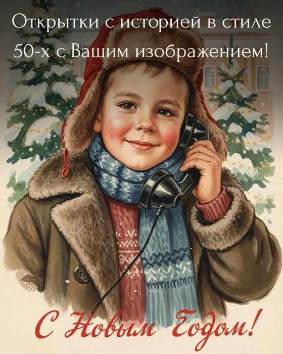 Открытка в ретро, советском стиле с Вашим лицом