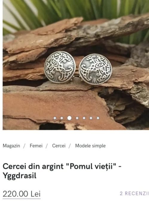 Set argint 925 lucrat manual "Pomul vieții"  - Pandantiv și cercei - Superb!
