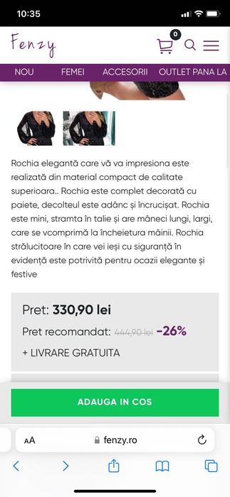 Rochie neagra cu paiete Fenzy NOUA