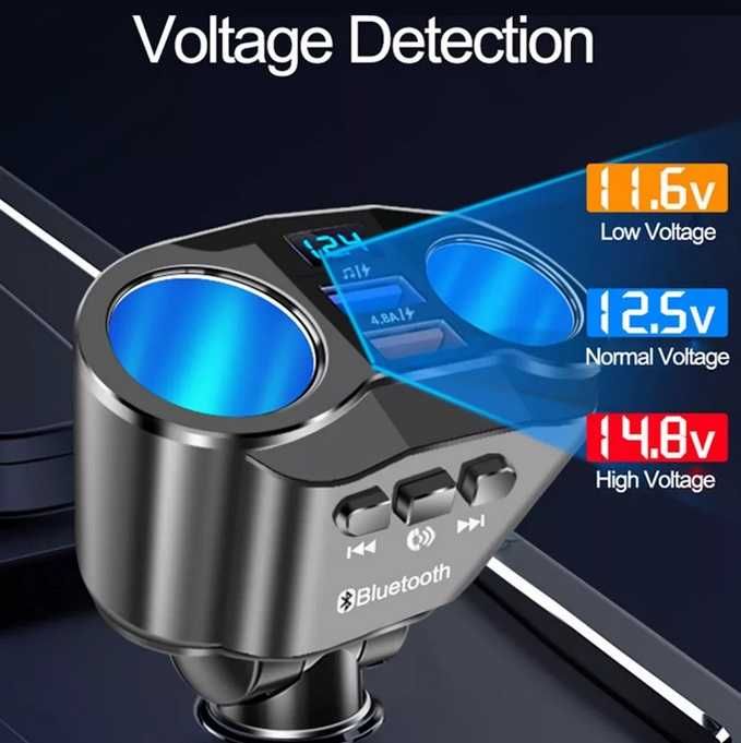 FM трансмитер Bluetooth 5.0 и зарядно 2 USB QC3.0