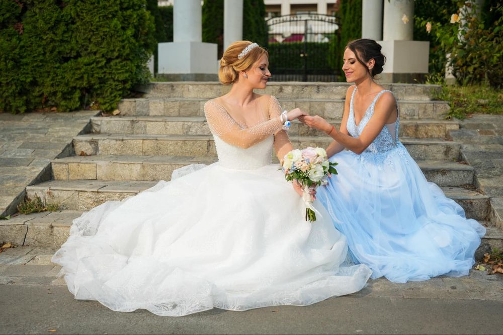 Официална дълга синя рокля