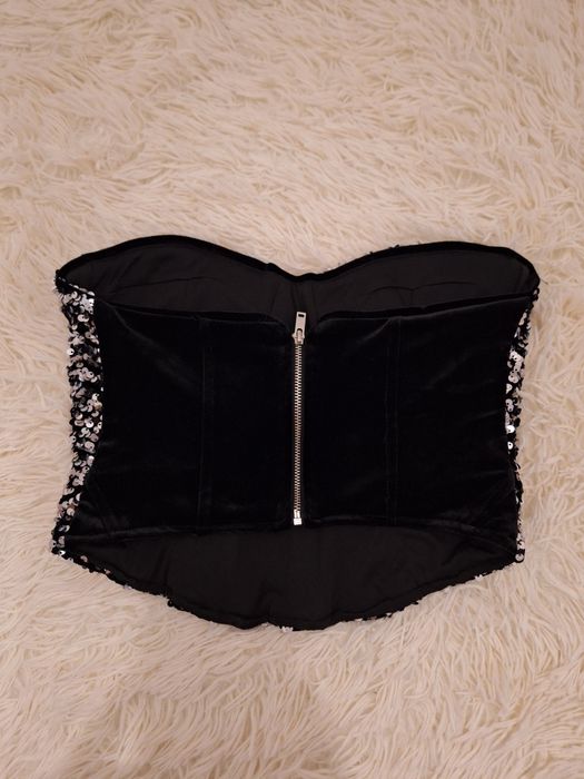 Corset din catifea cu paiete, Bershka, Nou
