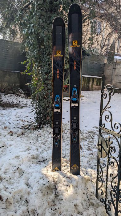 Vând schiuri Salomon QST 99 – 188 cm + legături SHIFT + piei Pomoca