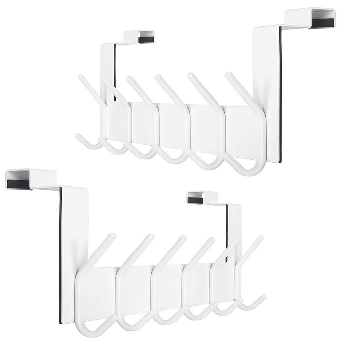 Set 2 suporturi usa cu 6 carlige metalice pentru haine prosoape