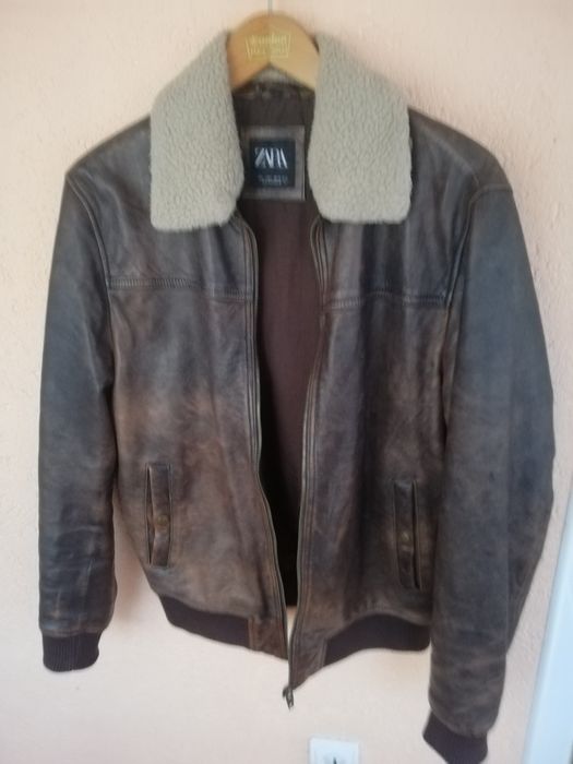 Geaca piele bărbati Zara Man Aviator L