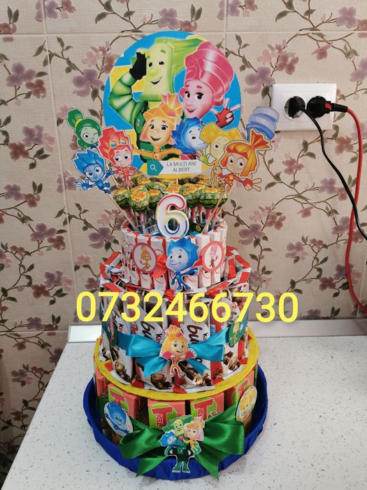 Tort din dulciuri ambalate,tort gradinita, școala, cresa,tedi, barni