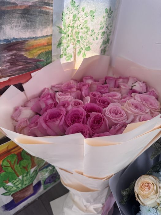 Букет розовый 51 шт метровый