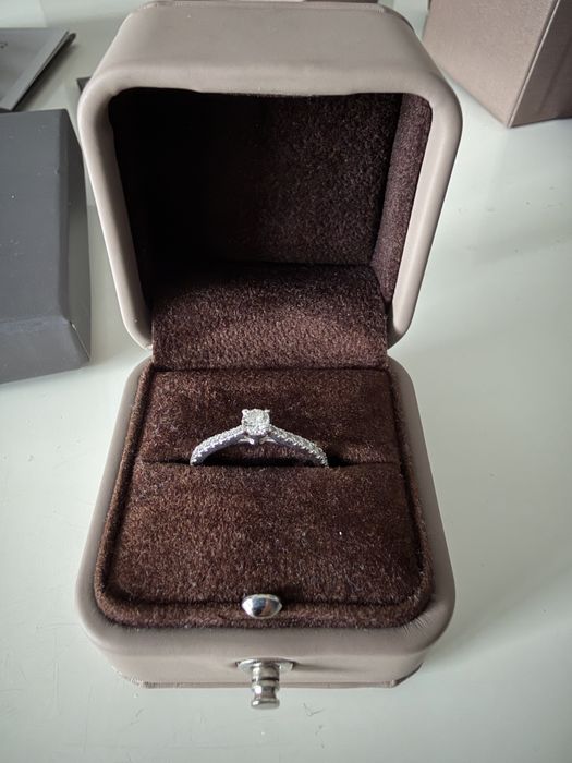 Inel logodna aur alb 18K cu diamante naturale TEILOR, acte complete