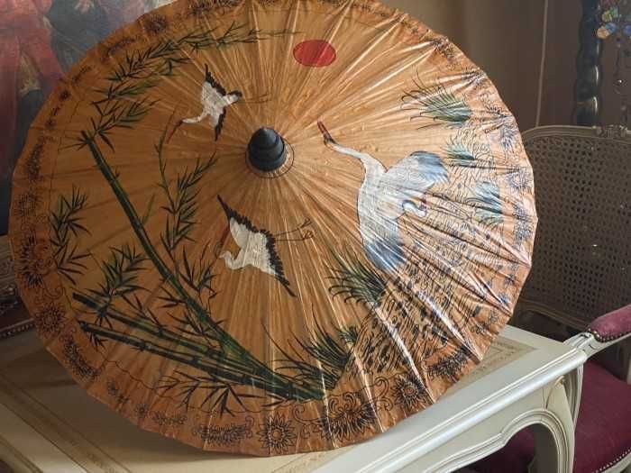 Superba umbrela orientala-bambus-păsări, flori, Olanda