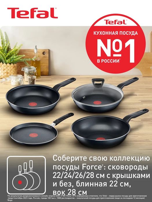 Глубокая сковорода вок Force 28 см с антипригарным покрытием (новый)