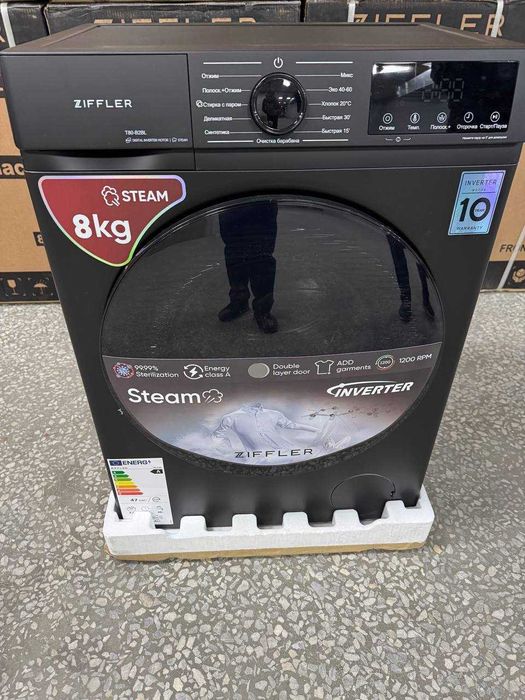 Стиральная машина ZIFFLER 8кг T80-B2BL Inverter Steam