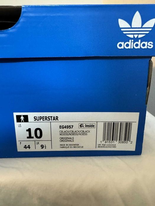 Мъжки маратонки ADIDAS SUPERSTAR ALL BLACK  Оригинални  EU40 -46 2/3