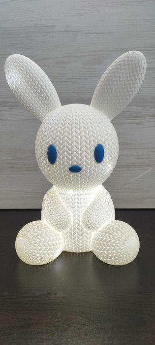 Детска нощна лампа с дистанционно - плетено зайче