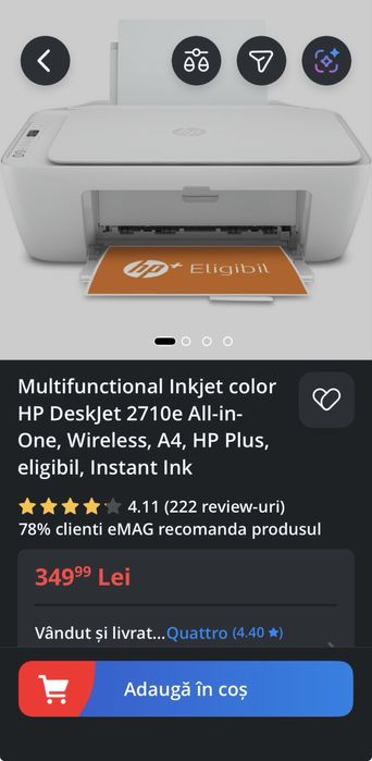 Imprimanta Multifunctional Inkjet color HP Deskjet 2710e All-in-One