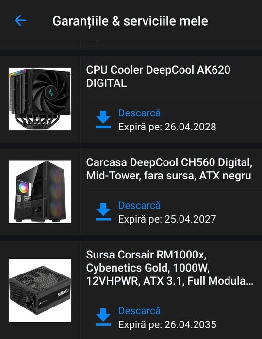 Vand kit MSI Z790 Wifi, sursa Corsair 1000w Gold modulara, carcasa & cooler cu display