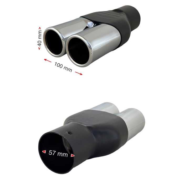 Накрайник за ауспух НТ 750 входа-57мм изхода-2х40мм