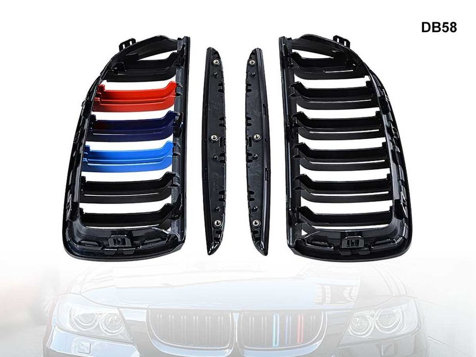 Grila Dubla Grilaj Negru Lucios Negru Lucios M Colorate M3 BMW E90 E91