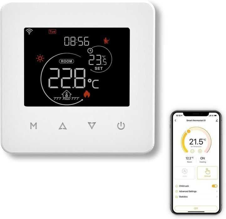 Termostat smart MOES 3A, pentru centrale gaz, WiFi