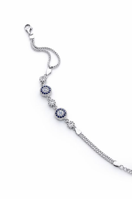 Серебряный браслет 925 пробы с камнями | Идеальное состояние