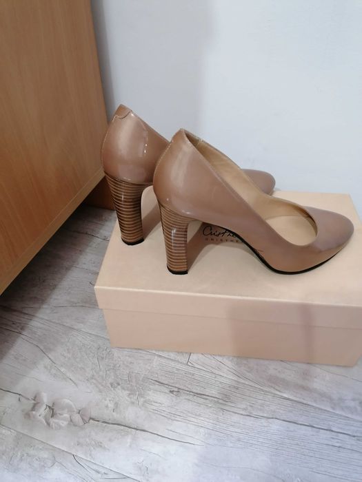 Pantofi piele nude perlat, 39