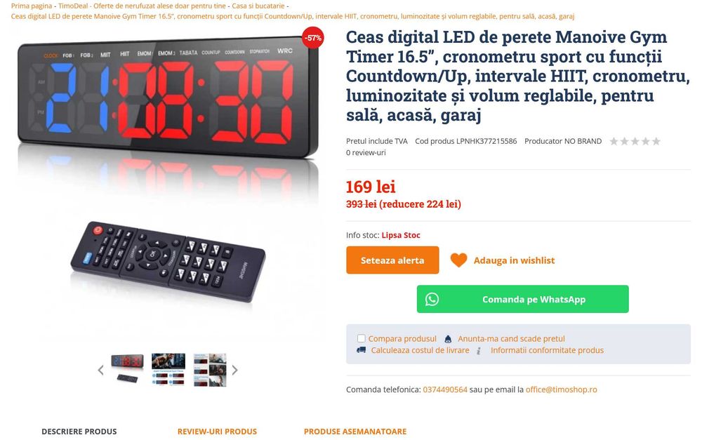 Cronometru digital LED de perete