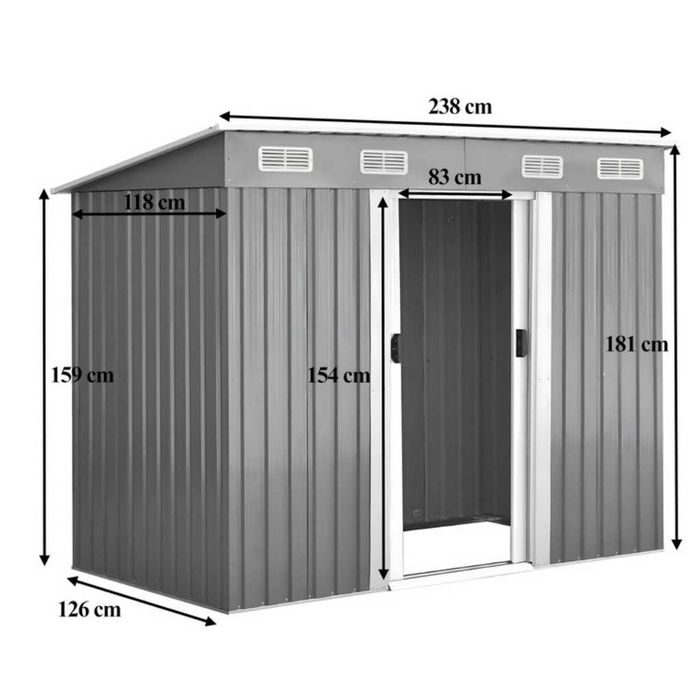 Метална градинска къща за инструменти с вентилация и заключване