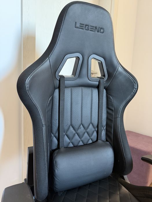 Scaun gaming, negru, din imitație de piel